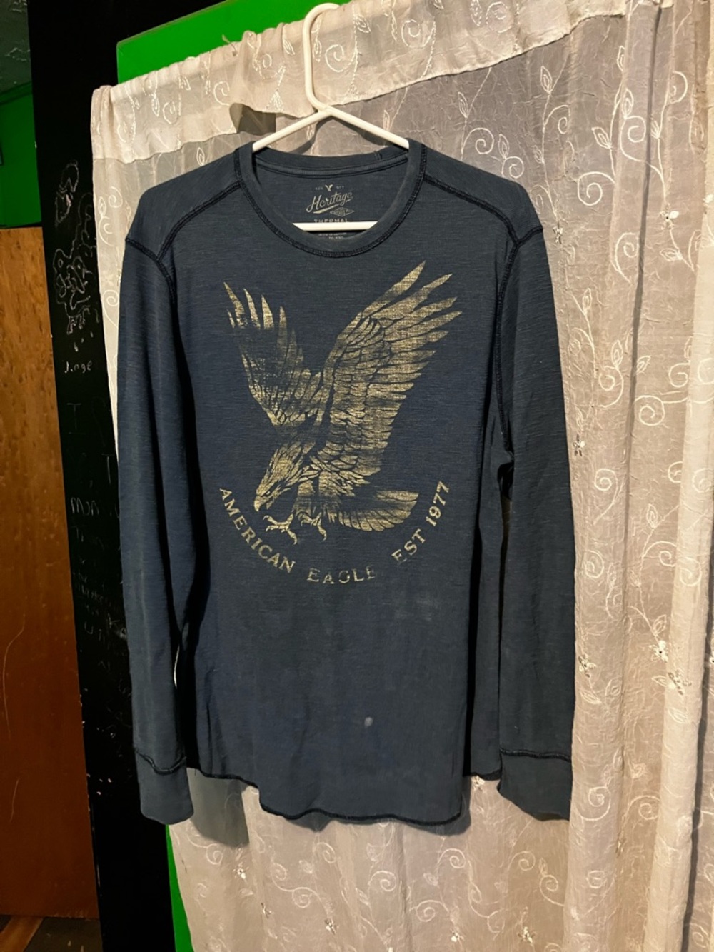 Heritage 1981 Men's Long Sleeve Graphic Tee - Navy with Gold Eagle